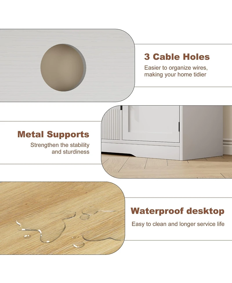 gaomon Tv Stand for 75 Inch TVs, Retro Media Console with Glass Cabinets & Open Shelves, Farmhouse Modern Entertainment Center