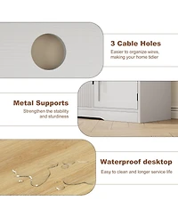 gaomon Tv Stand for 75 Inch TVs, Retro Media Console with Glass Cabinets & Open Shelves, Farmhouse Modern Entertainment Center