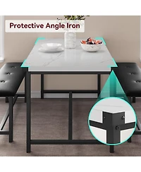 gaomon Dining Table Set for 4 Kitchen Table with 2 Upholstered Benches Rectangular Room Dining Table Set 3 Piece Kitchen Table Set for Apartment