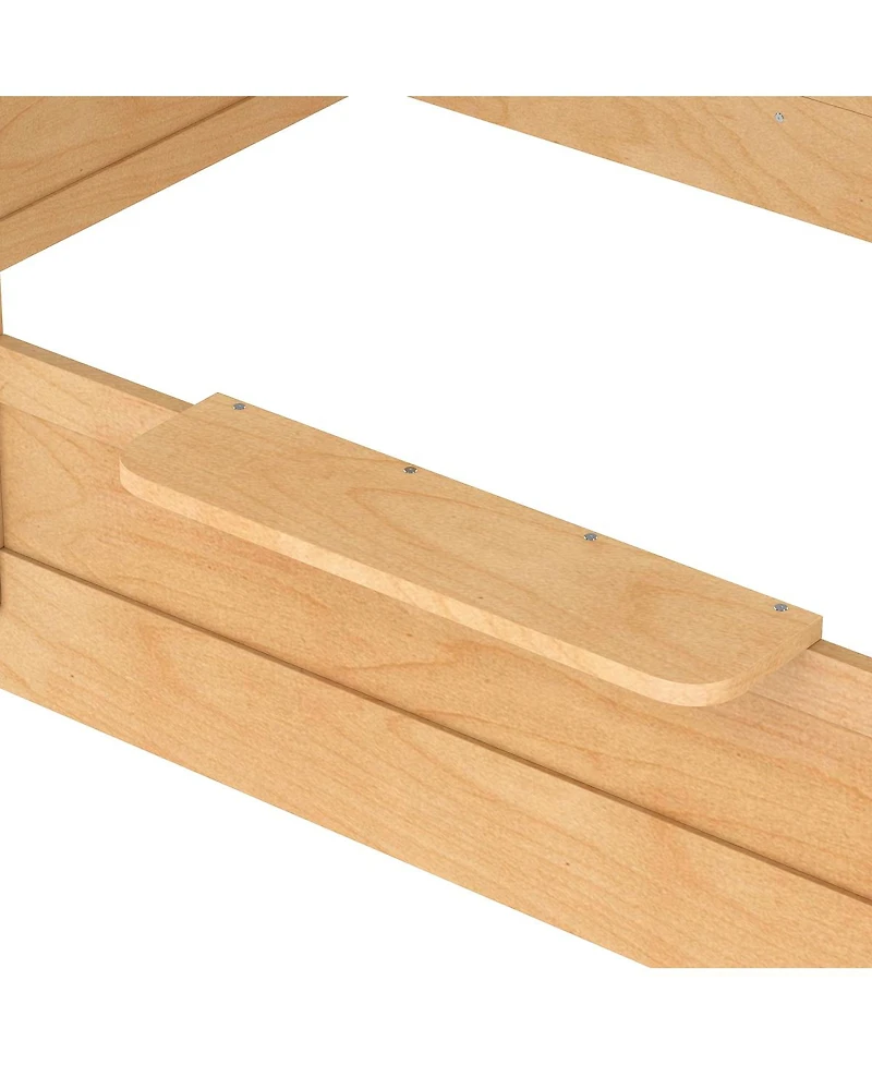 Streamdale Furniture Full Size Floor Bed with Guardrails, Roof, Tray & Signboard