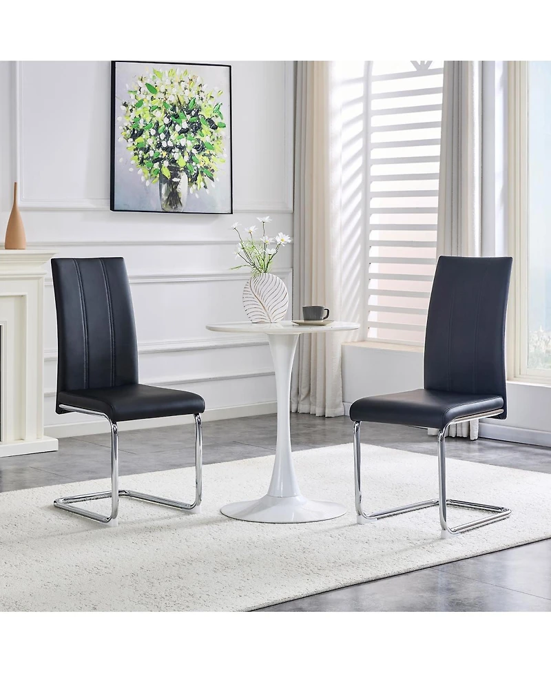 Streamdale Furniture 2-Pack Pu Upholstered Dining Chairs - Modern High-Back Side Chairs