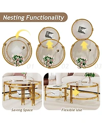 Streamdale Furniture Modern 2-Piece Gold Textured Glass Coffee Table Set