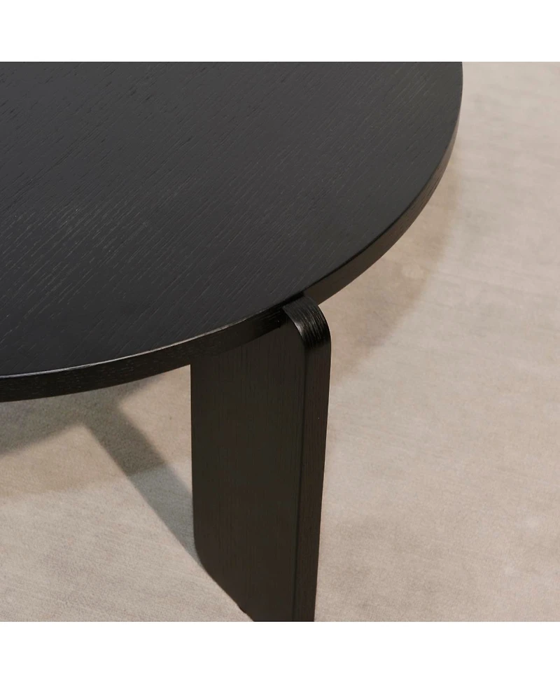 Streamdale Furniture Nesting round wood coffee table set of 2, black oak veneer top, water/wear-resisting