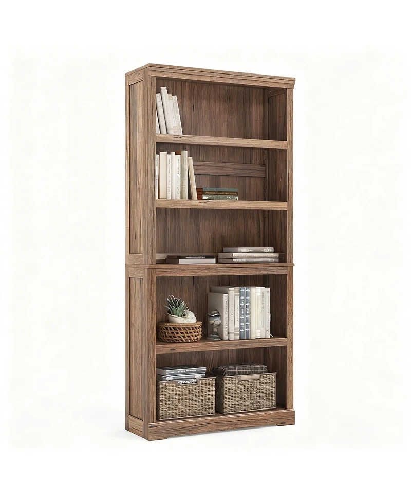 Yigii 5-Tier Adjustable Bookshelf with Rustic Style for Home Decor