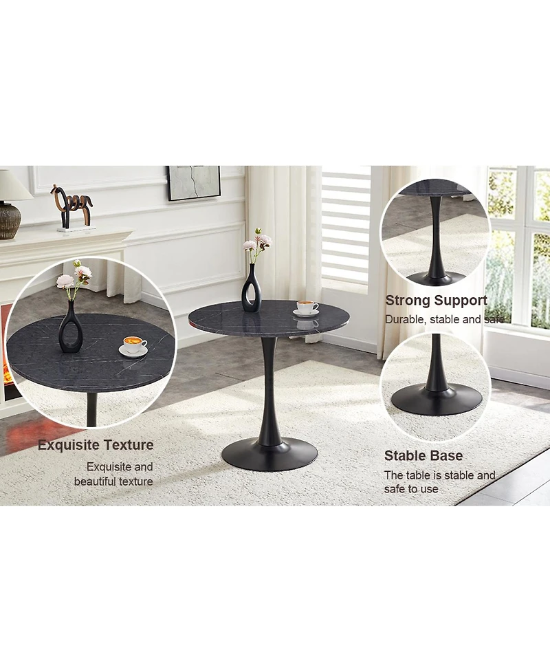 Streamdale Furniture Round Dining Table, 31.5" Faux Marble Tulip Bistro Table for Kitchen & Small Spaces