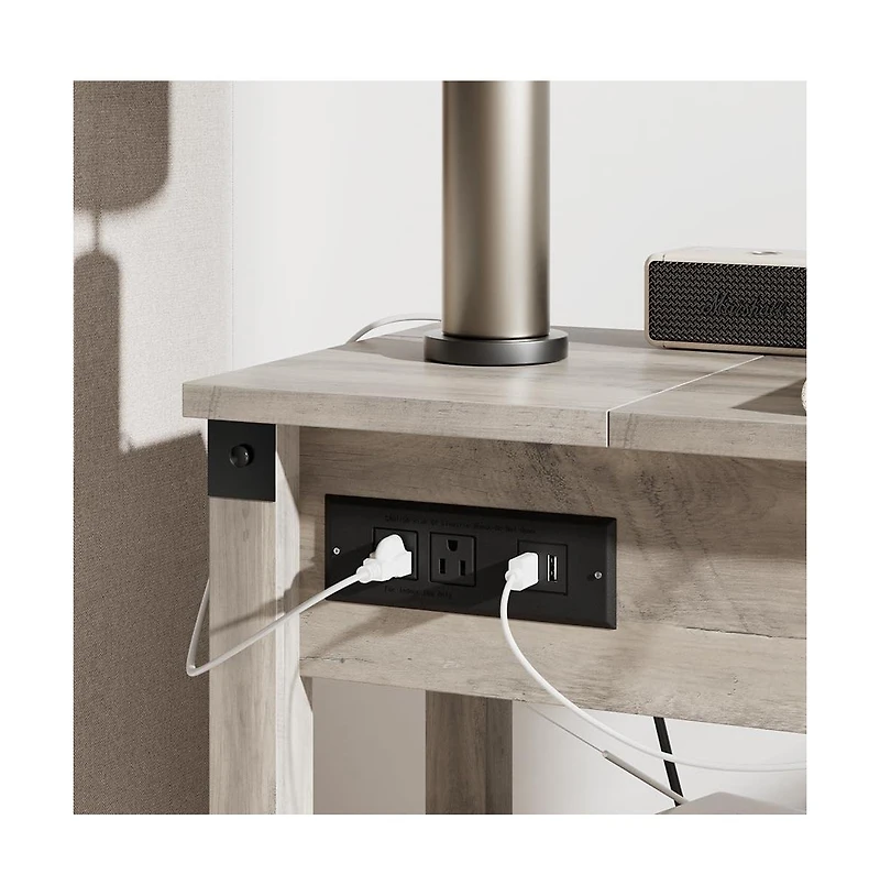 Gaomon End Table with Usb Ports and Outlets, Flip Top Side Table Narrow Bedside Table with Drawer and Storage Shelves for Living Room