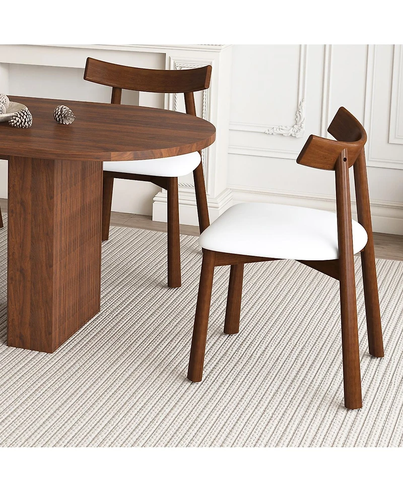 Streamdale Furniture Oval Dining Table Set for 6 with 4 Chairs, Walnut Veneer, Farmhouse Style