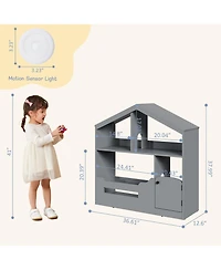 gaomon 2-Tier Kids Bookshelf and Toy Storage with Toy Storage & Motion Sensor Light