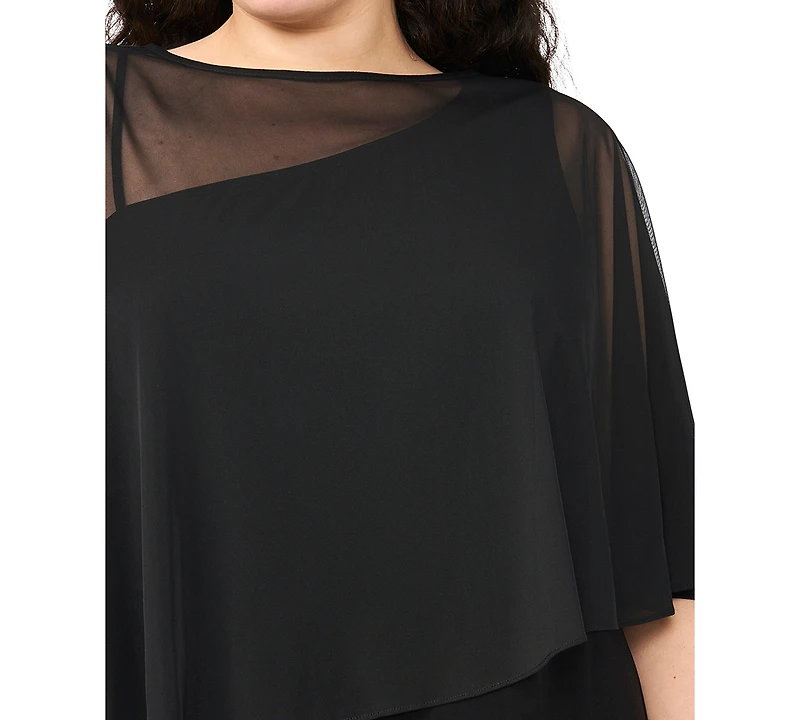 Msk Plus Asymmetrical Combo Cape Dress