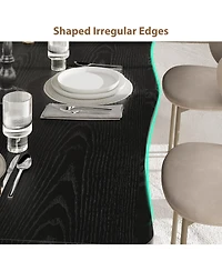 gaomon Rectangular Dining Table for 6-8 70.9" Minimalist Table with Wave Irregular Edge Thick Mdf Top and Metal Frame Waterproof Scratch