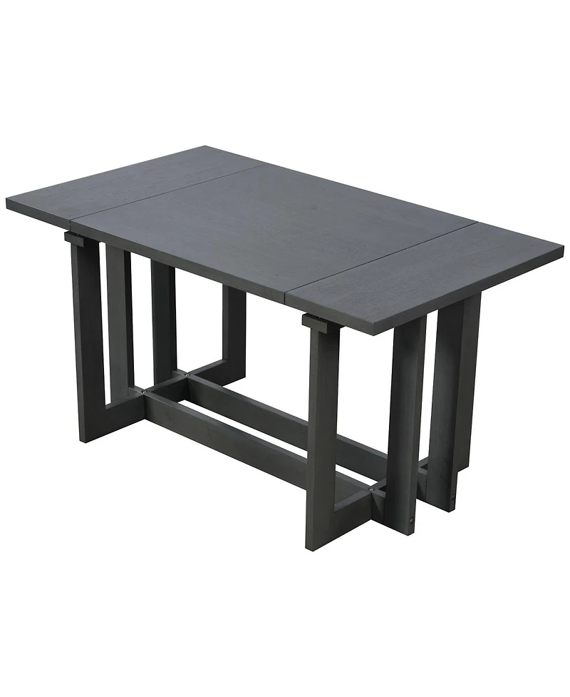 Streamdale Furniture Rustic 82" Extendable Dining Table Set with 6 Upholstered Chairs