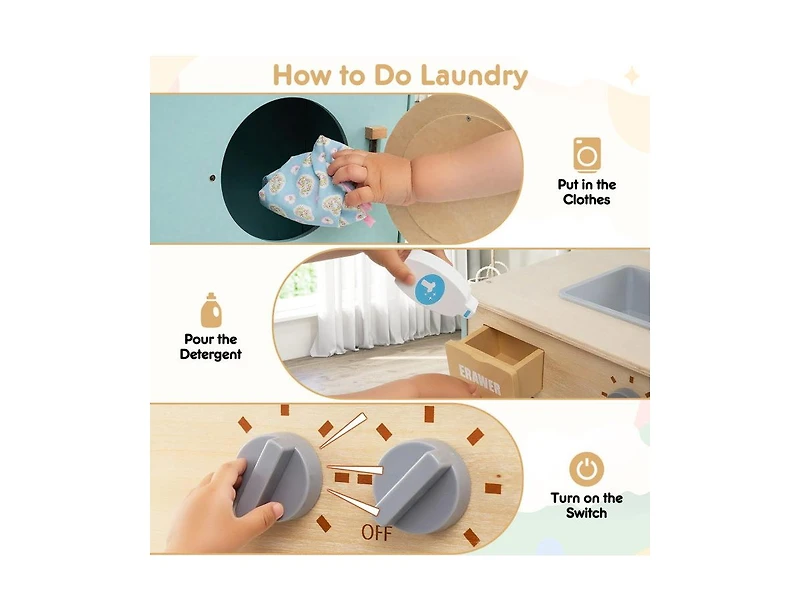 Slickblue Pretend Play Washing Machine Toy for Kids with Detergent