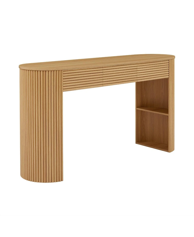 Streamdale Furniture Retro Console Table with Storage, 3 Drawers, Slat Aesthetic, Entryway/Living Room