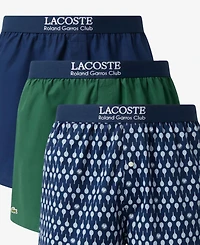 Lacoste Men's Straight-Fit Woven Boxers, 3-Pack