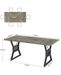 gaomon 70.8 Inch Dining Table 4-6 Person Kitchen Table with Heavy Duty Metal Legs Farmhouse Wooden Dining Room Table