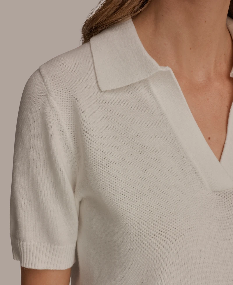 Donna Karan Weekend Women's Elbow-Sleeve Polo Sweater