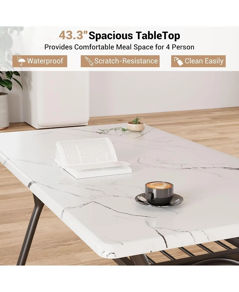 gaomon Dining Table Set for 4 Modern Kitchen Table and Chairs Set Boucle Chairs Sets Dining Table with Storage Shelf and Metal Legs