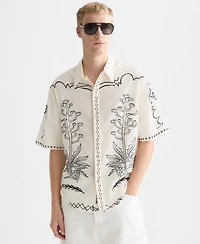 Scotch & Soda Men's Embroidered Seersucker Relaxed-Fit Short-Sleeve Shirt