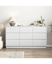 Streamdale Furniture 9 Drawer 63" Wide Wood Dresser, Modern Long Tv Stand