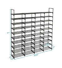 gaomon 10 Tier 4 Row Stackable Shoe Rack – Metal Closet & Entryway Organizer Holds 72 Pairs