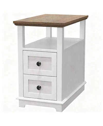 Yigii Drawer End Table with Charging Station for Living Room and Bedroom