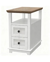 Yigii Drawer End Table with Charging Station for Living Room and Bedroom