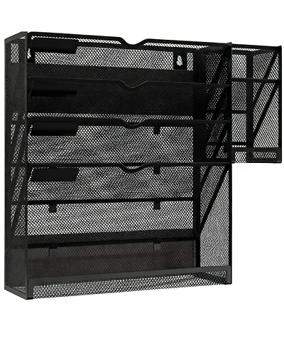 Yigii 5-Tier Magnetic File Organizer with Pen Holders for Efficient Desk or Wall Storage