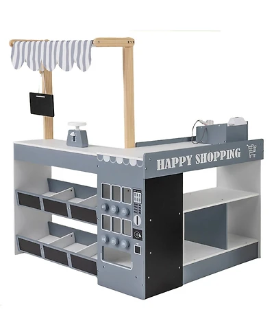 Slickblue Pretend Play Supermarket Toy Set with Cart for Kids