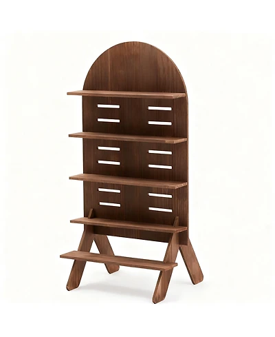Yigii Adjustable 5-Tier Walnut Display Stand