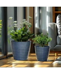 LuxenHome 2-Piece Tapered Round Plastic Planters Set