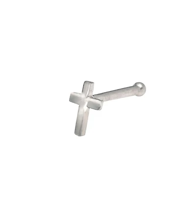 Curata Jewelry Solid 14k Gold 20g Beveled Cross Nose Stud Ring