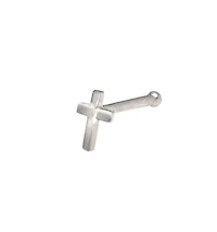 Curata Jewelry Solid 14k Gold 20g Beveled Cross Nose Stud Ring