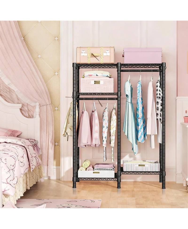 Yigii 4-Tier Portable Metal Garment Rack for Small Spaces