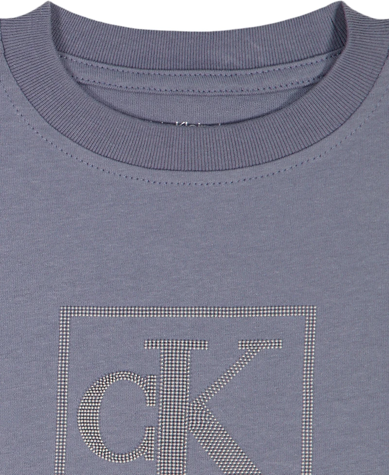 Calvin Klein Boys' 2T-7 Relaxed Monogram T-Shirt and Poplin Shorts, 2-Piece Set