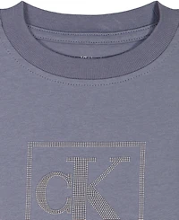 Calvin Klein Boys' 2T-7 Relaxed Monogram T-Shirt and Poplin Shorts, 2-Piece Set