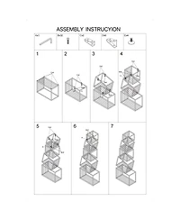 Streamdale Furniture 5-Tier Geometric Bookshelf - Modern Narrow Floor Bookcase
