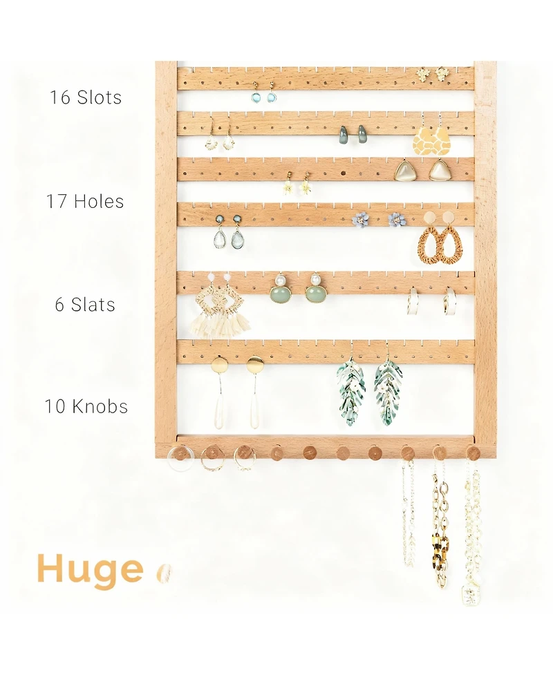 Yigii Walnut Wood Earring & Necklace Organizer -Easy Assembly
