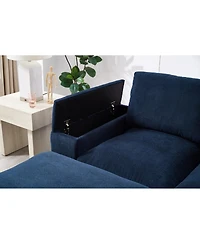 Streamdale Furniture 4-Seat Corduroy Sectional Sofa Sleeper Couch with 2 Ottomans