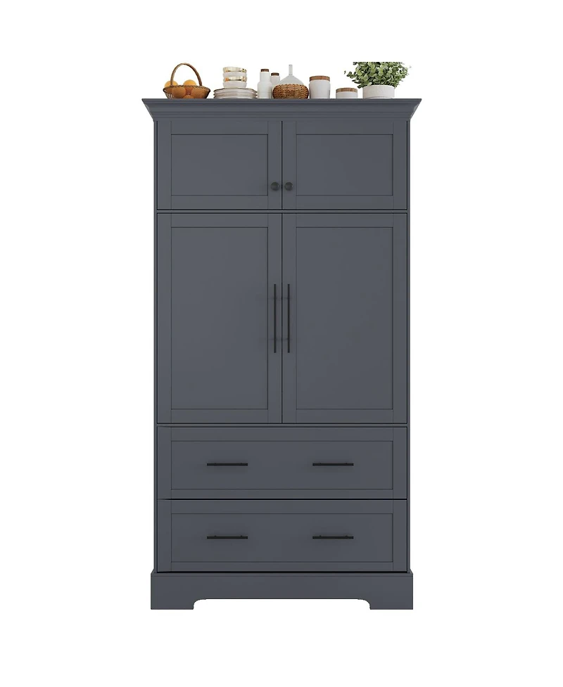 Streamdale Furniture Farmhouse 40"x18"x72.6" Kitchen Pantry, 4 Doors