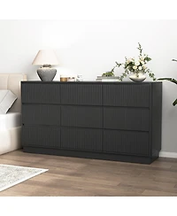 Streamdale Furniture 9 Drawer 63" Wide Wood Dresser, Modern Long Tv Stand