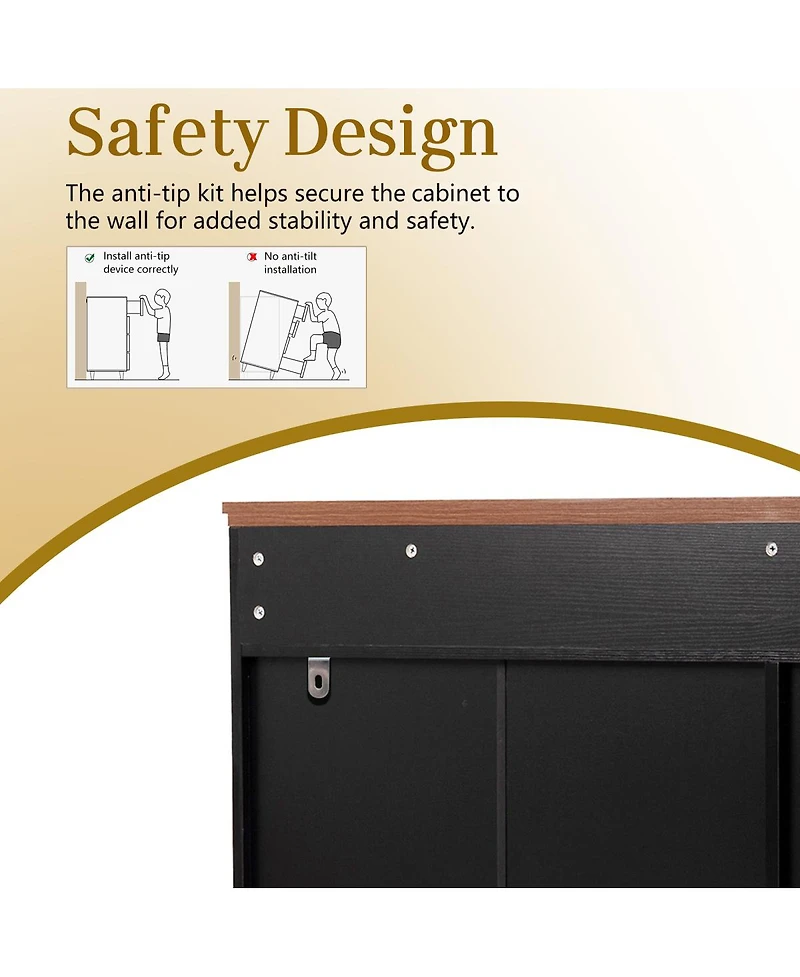 Streamdale Furniture 63" Fluted Sideboard Buffet Cabinet with Storage, Modern Coffee Bar Station