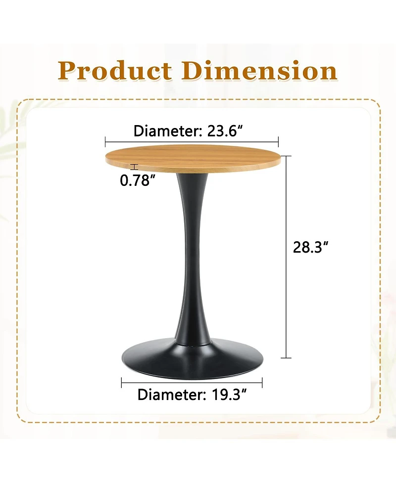 Streamdale Furniture Round Dining Table, 23.6" Tulip Table with Thickened Tabletop & Metal Pedestal