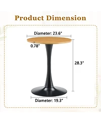 Streamdale Furniture Round Dining Table, 23.6" Tulip Table with Thickened Tabletop & Metal Pedestal