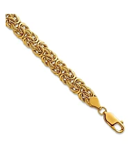 Curata Jewelry Solid 18k Yellow Gold Italian 7.5" 7.5mm Wide Woven Byzantine Bracelet