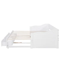 Streamdale Furniture Wooden Daybed with Trundle, Storage Drawers, Extendable Sofa Bed