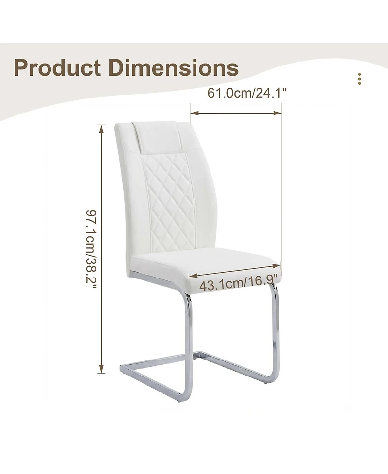 Streamdale High-Back Pu Leather Dining Chairs Set of 6, Modern Kitchen Chairs with Silver Legs