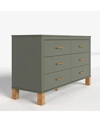 Streamdale 6-Drawer Dresser with Metal Handles & Solid Wood Legs