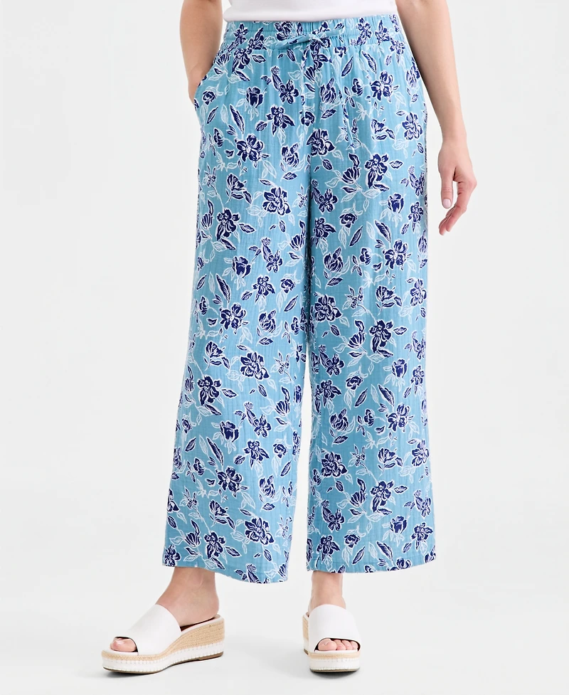 Style & Co Women's Printed Cotton Gauze Pull On Pants, Macy's Exclusive