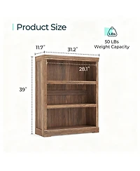 Yigii Adjustable 2-Tier Wood Bookshelf for Home Office & Living Room