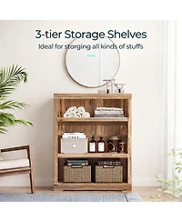 Yigii Adjustable 2-Tier Wood Bookshelf for Home Office & Living Room